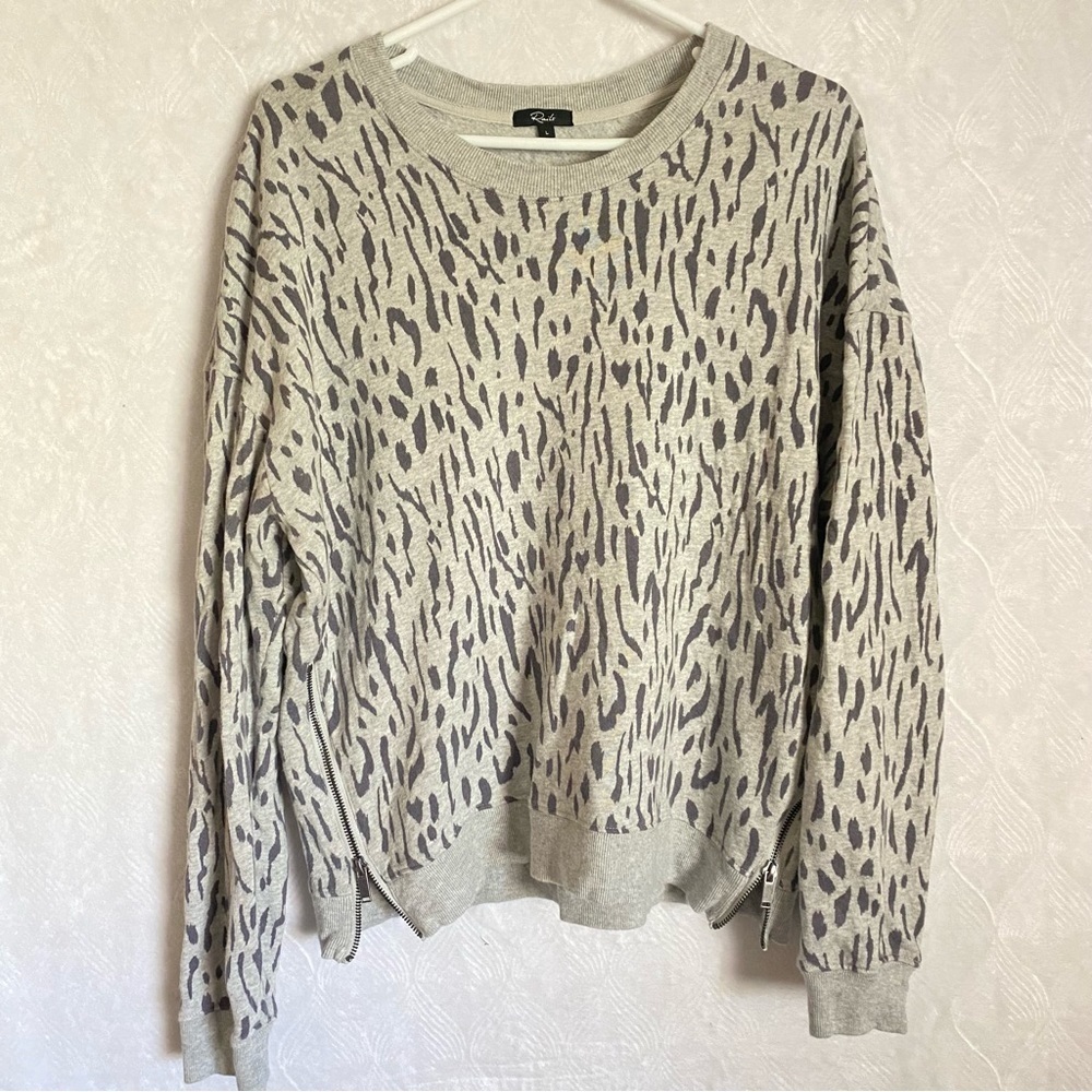 Rails Marlo Sweater Abstract Cheetah Print In Gre… - image 3